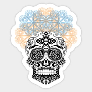 skeleton crown in floral ecopop pattern Sticker